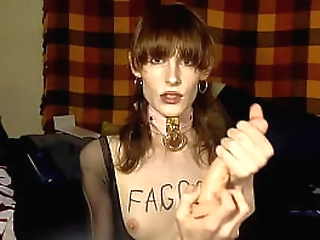 trans sissy fag bullied live by anons, ordered to deepthroat clip