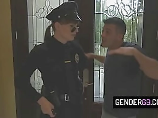 hot shemale police officer natalie mars gets barebacked by a offender