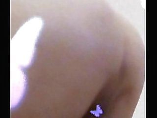 beautiful shemale stroking, cuming and licking her cum