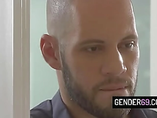 tranny beauty ivory mayhem masturbats while gets analed from behind