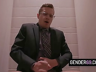 blonde shemale boss nikki vicious bends over for a deep anal fuck