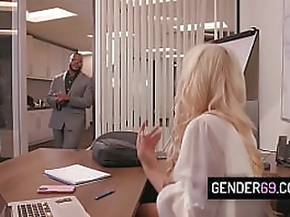 perfect tranny boss angelina please is getting analed on the office desk