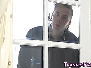 tgirl babe gets cumshot facial