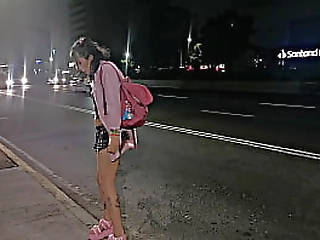 petite shemale in thongs spreads lotion over her sexy body