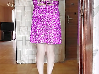 booty big ass model crossdresser pinky dress