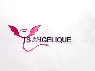 ts angelique - dancing and cumming in pink lingeries