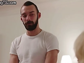 busty tattooed tranny barebacking her man till cumshot