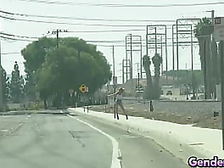 horny big tit shemale brunette slutty babe enjoy massiv