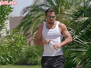 cumloving busty tranny barebacked outdoor on the pool