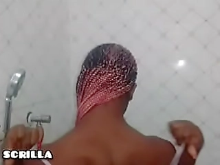 lovely shemale sakura wanks dick and plays with sex toy in ass