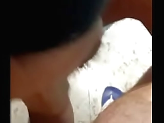 cute shemale masturbates and suck dildo on chair