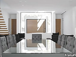 tantalizing shemale bella atrix fills her anus with a thick dildo