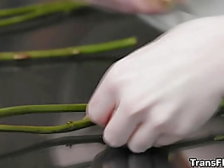 amateur tranny with a massive cock jerks off and explodes