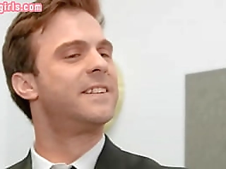 redhead transsexual anally fucked after throating male cock