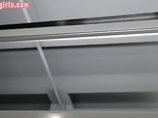 redhead bosomy tranny in fishnets assfucked in toilet