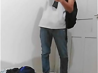 masculine guy undressing... but in the end, turn into a sexy skinny latin