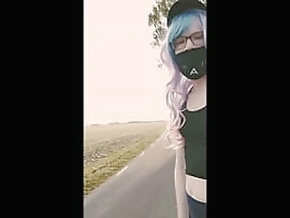 huge cumshot by a public road