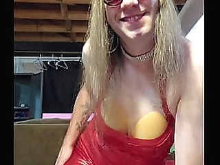 sissy in a red bandage dress (full video on red)