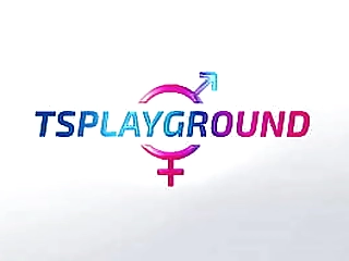 hot brunette t-girl masturbating with big toy