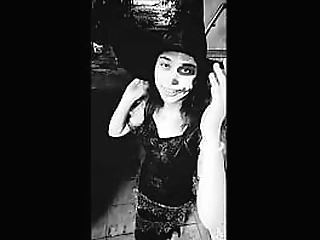 sexy and crazy witch delilah fucks herself with a dildo on halloween night