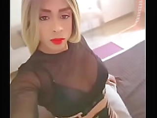 honey, ebony shemale in sweet sticky treat stroking hot, thick cock