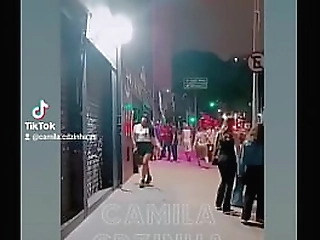 redhead ladyboy in leopard dress pumps her trimmed dick on