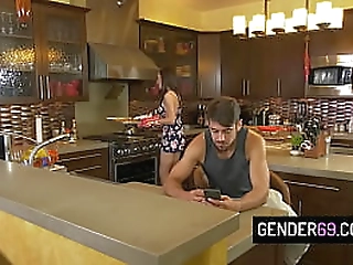 hot trans stepmom melanie brooks shows her shecock and gets analed