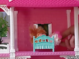 busty tranny babe rims asian girl s ass and sucks stud s balls