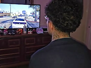 geneya shemale slut gets pounded by two cocks on the floor