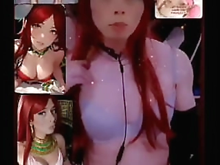 beautiful shemale strokes her long shecock