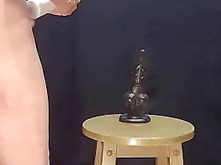 horny little busy-bottom riding a new dildo,