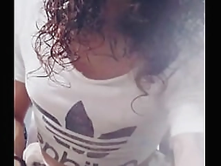 horny sex starved ladyboy fingers her asshole while jerking off