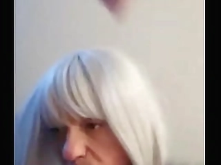 ladyboy jerking dick while in stockings