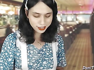 fucking the pretty waitress danithecutie in the weird asian diner feels nice